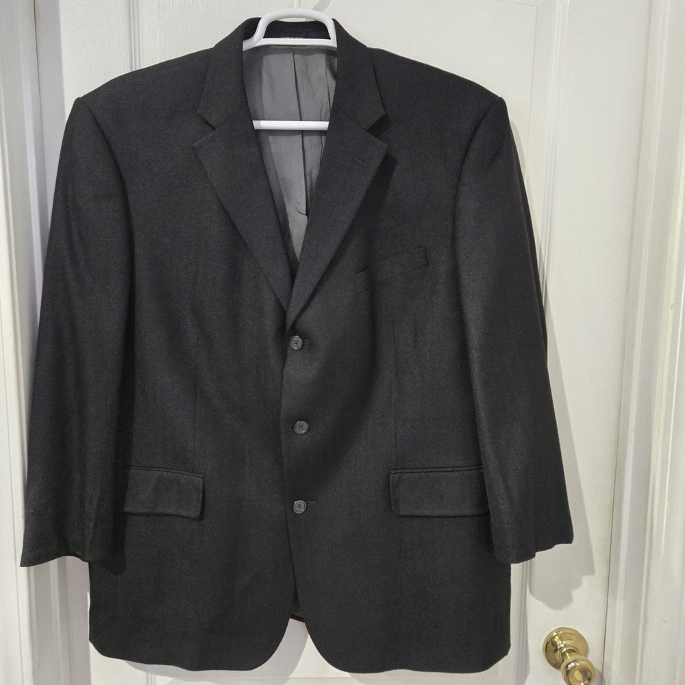 Geoffrey Beene Vintage 100% Silk Black Jacket 48R Length 32